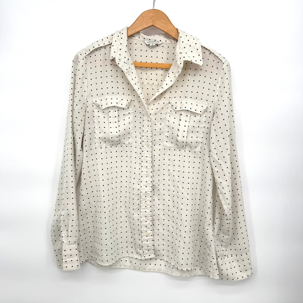 Banana Republic Shirt Polka Dot Sheer Dressy Long Sleeve Career Blouse Medium